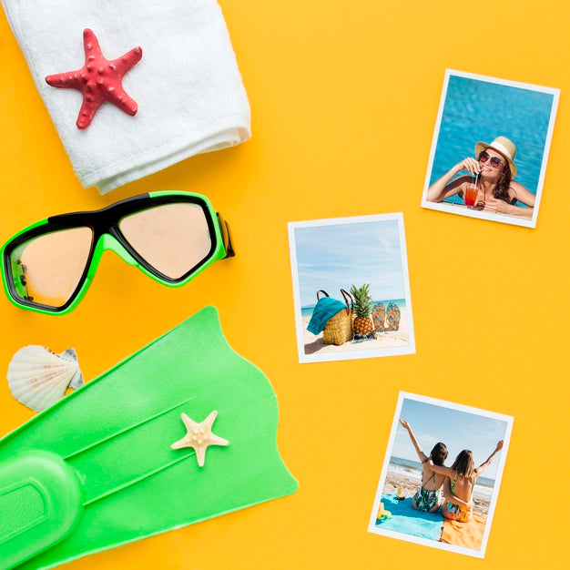 Flat Lay Swimming Items Arrangement Psd