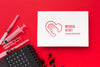 Flat Lay Syringes On Red Background Psd