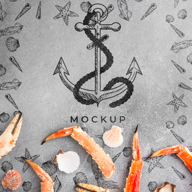 Flat Lay Tasty Sea Food Composition With Mock-Up Psd