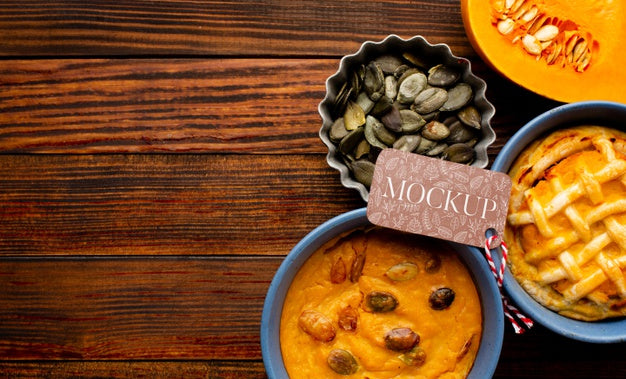 Flat Lay Thanksgiving Food Frame Psd