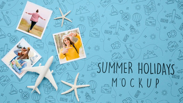 Flat Lay Travel Concept With Starfish Psd