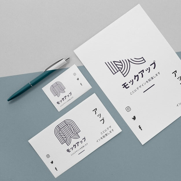 Flat Lay Various Asian Mock-Up Document Psd