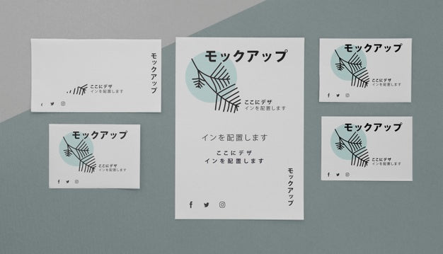 Flat Lay Various Asian Mock-Up Document Psd