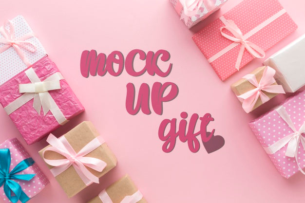 Flat Lay Various Gift Boxes Mock-Up Psd