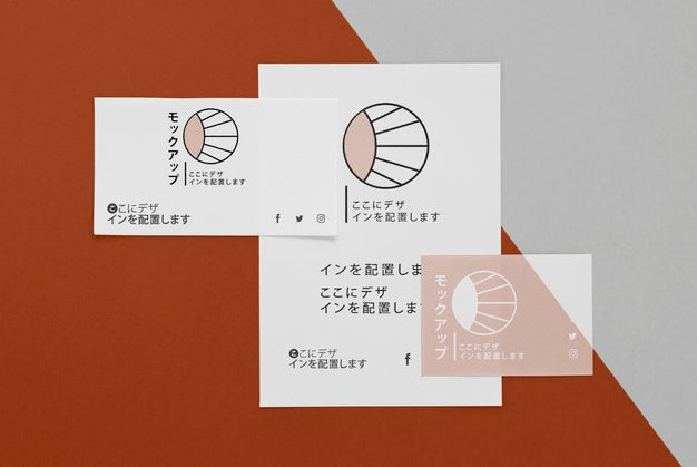 Flat Lay Various Japanese Mock-Up Document Psd