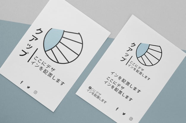 Flat Lay Various Japanese Mock-Up Document Psd