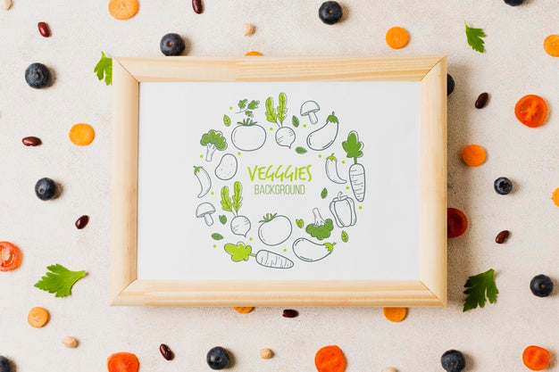 Flat Lay Vegetables Assortment With Frame Mock-Up Psd