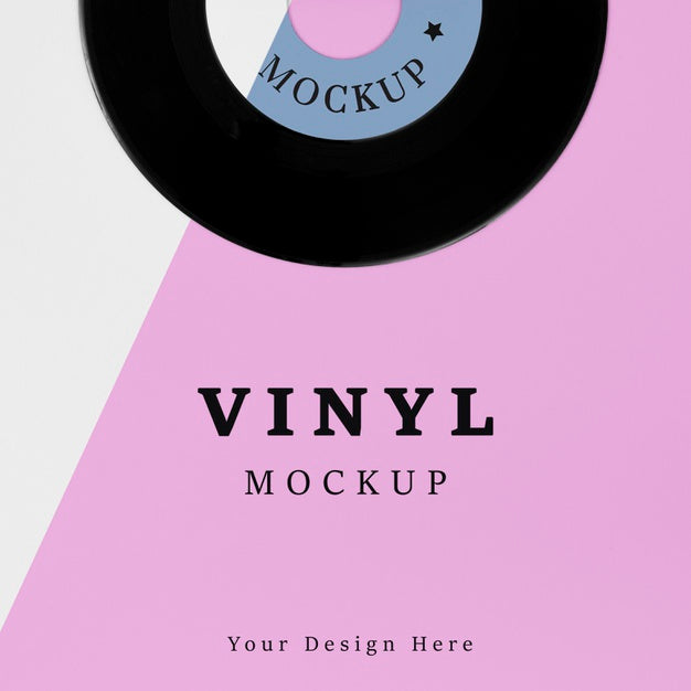 Flat Lay Vinyl Records Mock-Up Arrangement Psd