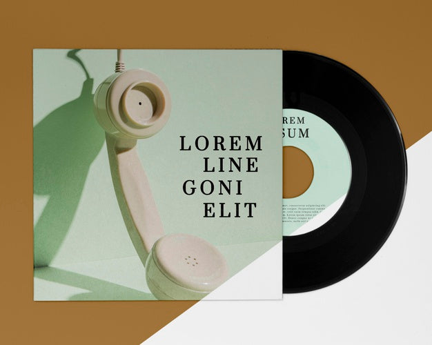 Flat Lay Vinyl Records Mock-Up Arrangement Psd