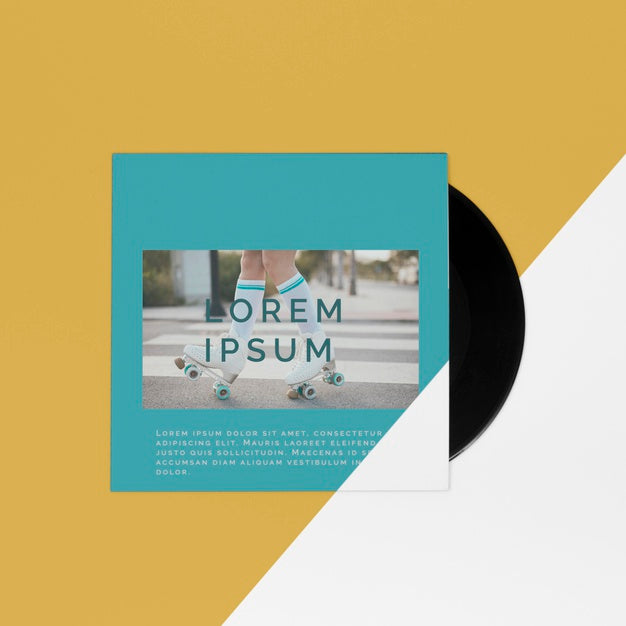 Flat Lay Vinyl Records Mock-Up Arrangement Psd