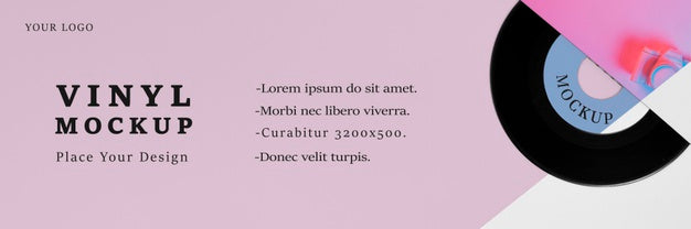 Flat Lay Vinyl Records Mock-Up Arrangement Psd