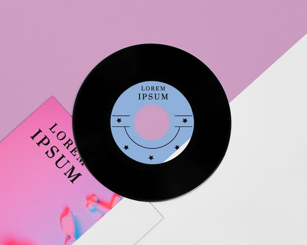 Flat Lay Vinyl Records Mock-Up Psd