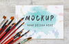 Flat Lay Watercolor Elements Composition With Mock-Up Psd