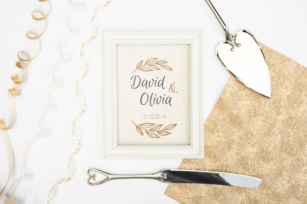 Flat Lay Wedding Cutlery Psd