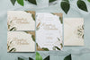 Flat Lay Wedding Invitation With Leaves Psd