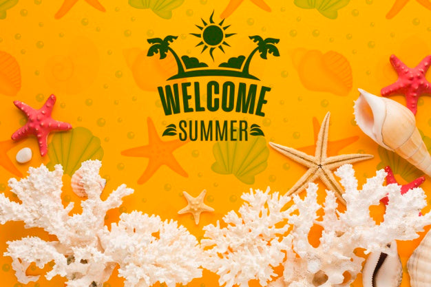 Flat Lay White Coral With Starfishes Mock-Up Psd