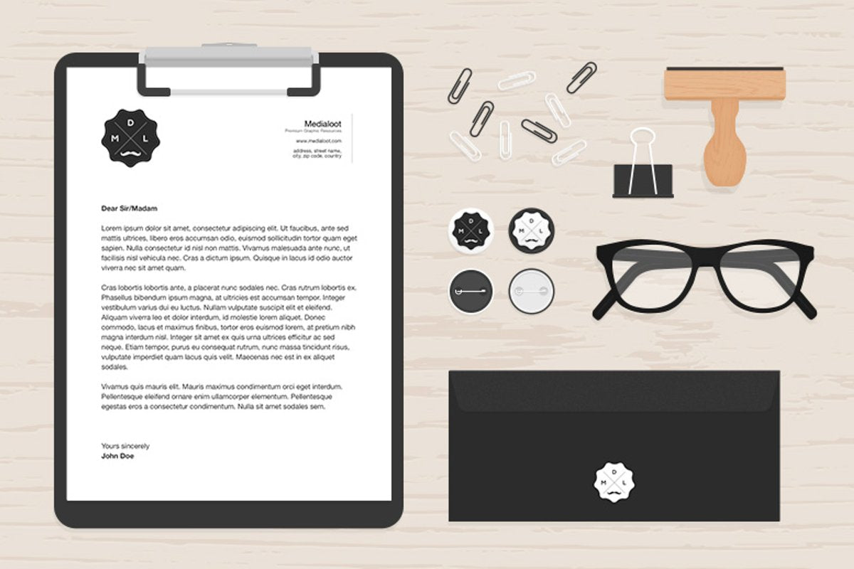 Flat Stationery & Desk Items Mockup