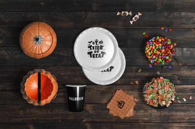 Flat View Of Halloween Concept Mock-Up Psd