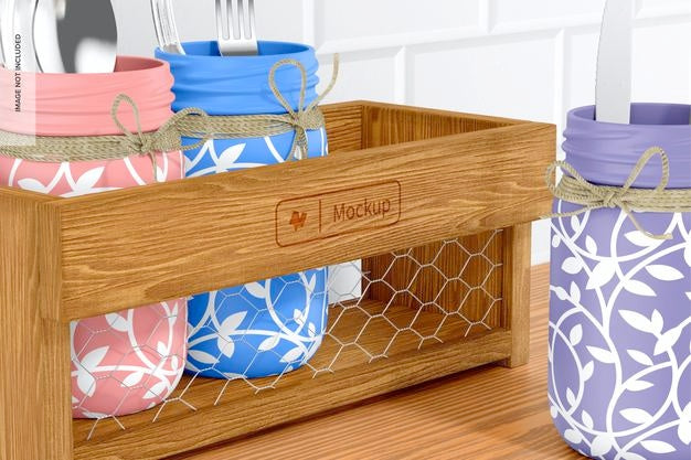 Flatware Serving Holder Mockup, Close Up Psd