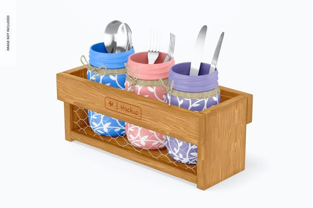 Flatware Serving Holder Mockup, Side View Psd