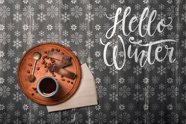Flavore Tea On Wooden Tray For Winter Psd