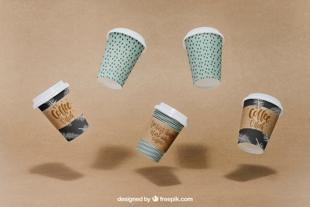 Floating Coffee Cup Mockup Psd