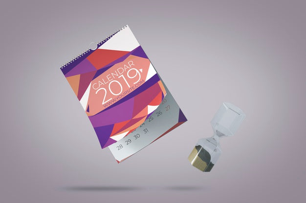 Floating Decorative Calendar Mockup Concept Psd
