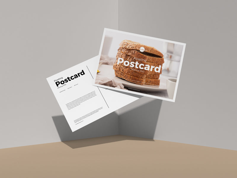 Floating Postcard Mockup Psd