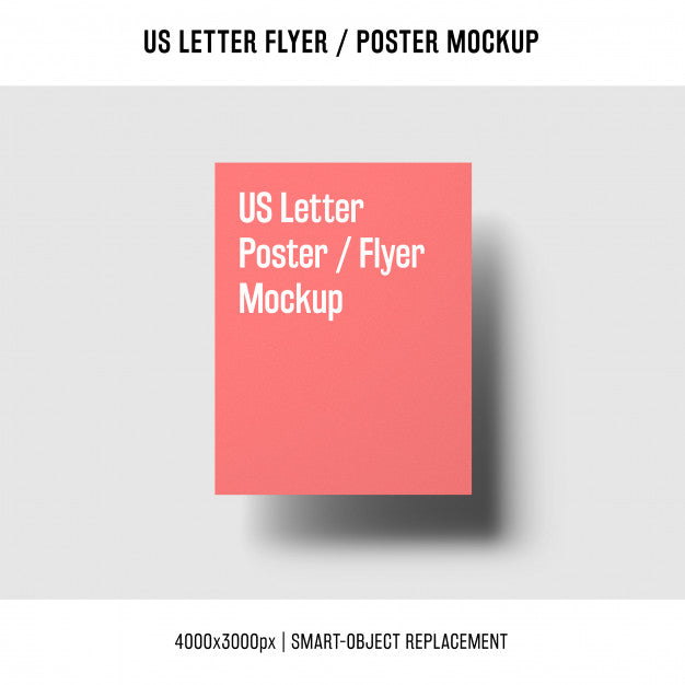 Floating Us Letter Flyer Or Poster Mockup Psd