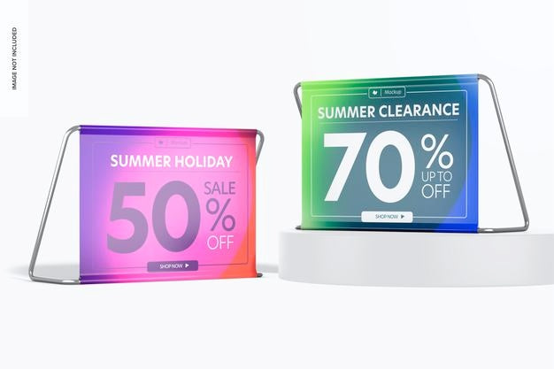 Floor Banner Stand On Podium Mockup Psd