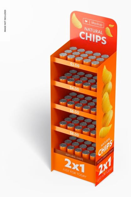 Floor Display Stand Mockup, Perspective Psd