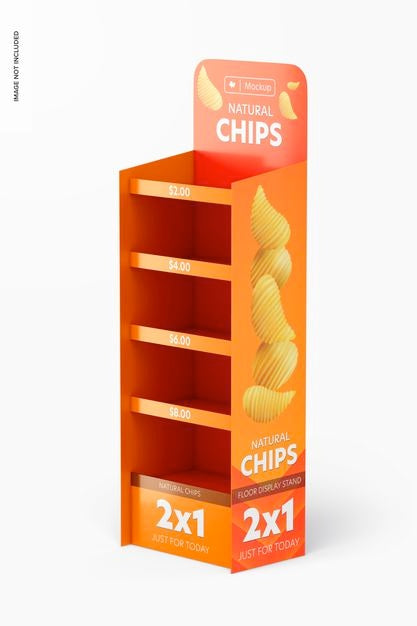 Floor Display Stand Mockup, Right View Psd