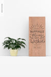 Floor Wood Signage Mockup, Front View Psd