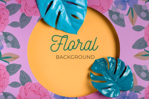 Floral Background With Geometric Leaves Psd
