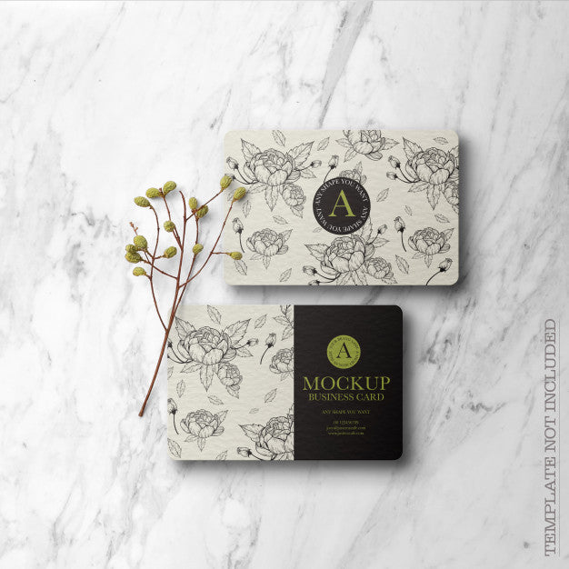 Floral Business Card Mockup Psd