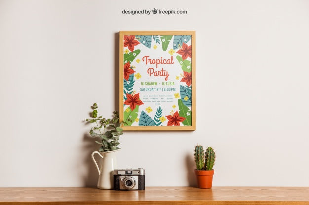 Floral Decoration Of Frame Mockup Psd