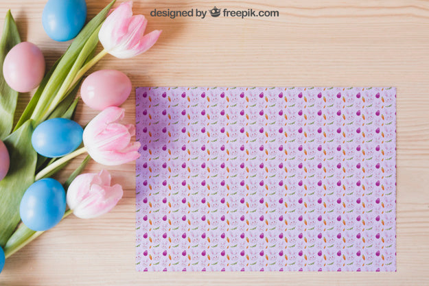 Floral Easter Mockup With Pattern Psd