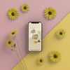 Floral Frame And Phone On Table Psd