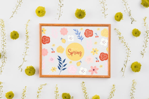 Floral Frame Composition For Spring Psd
