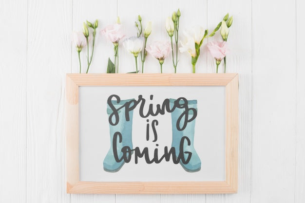 Floral Frame Composition For Spring Psd