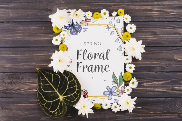 Floral Frame Composition For Spring Psd