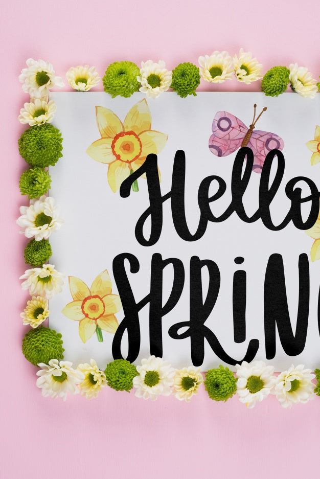 Floral Frame Composition For Spring Psd