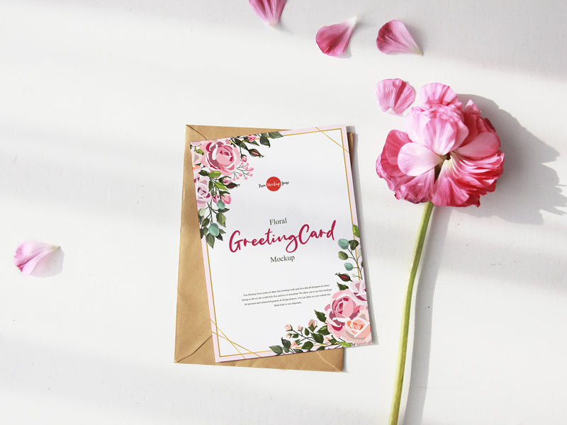Floral Greeting Card Mockup