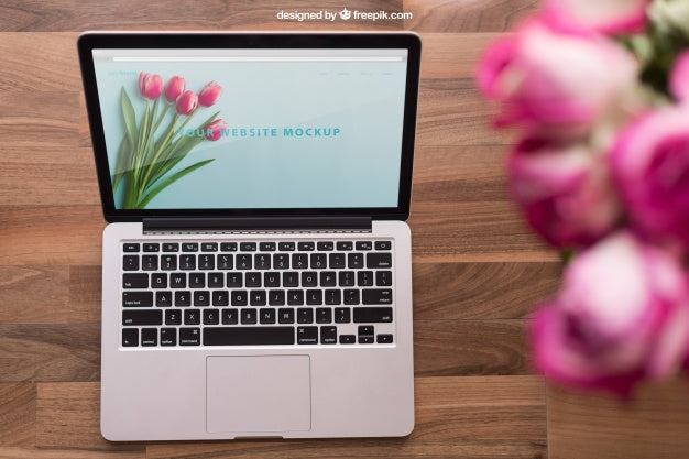 Floral Laptop Mockup Psd