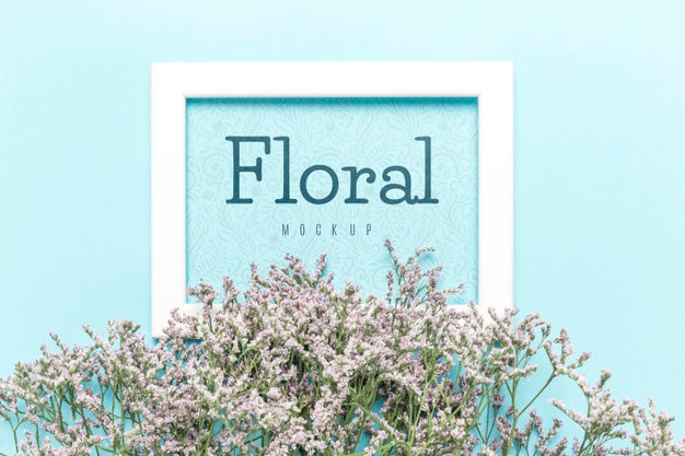 Floral Mock-Up Concept With White Frame Psd