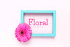 Floral Mock-Up With Blue Frame Psd