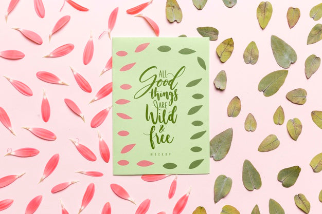 Floral Mock-Up With Inspirational Text Psd