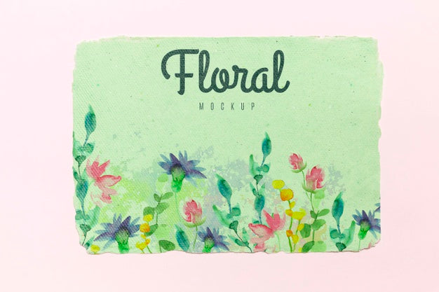 Floral Mock-Up With Watercolor Painting Psd