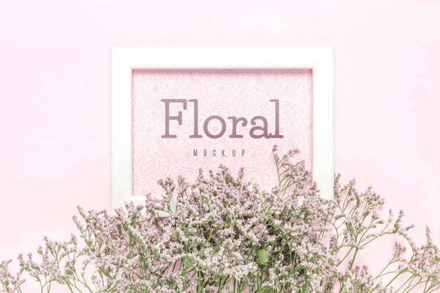 Floral Mock-Up With White Frame Psd