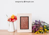 Floral Mockup Of Frame Psd